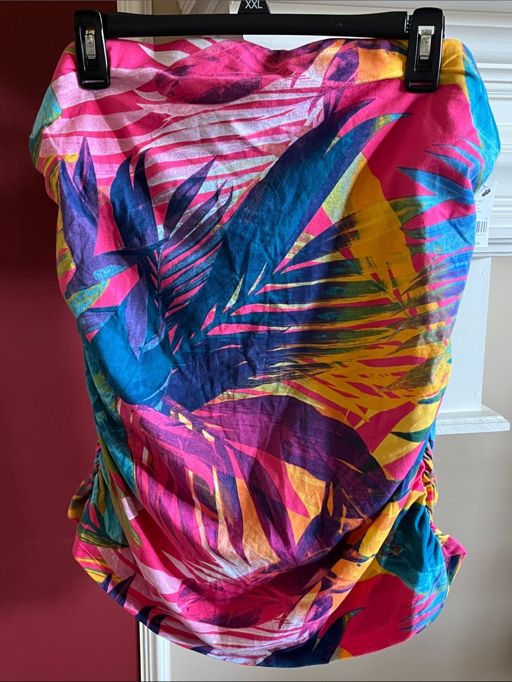 Bright Tropical Print Strapless Shirt.